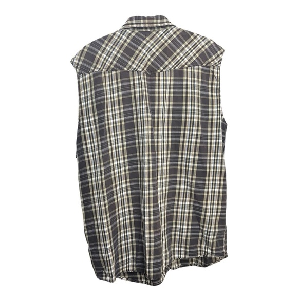 DAKOTA Plus Size Sleeveless Shirt Men Plaid Brown Cowboy Tank Top Country Style - Picture 2 of 9